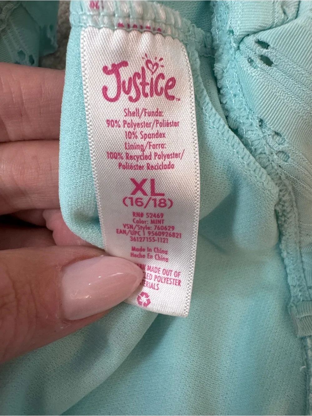 Justice two piece bikini size XL 16/18 like new